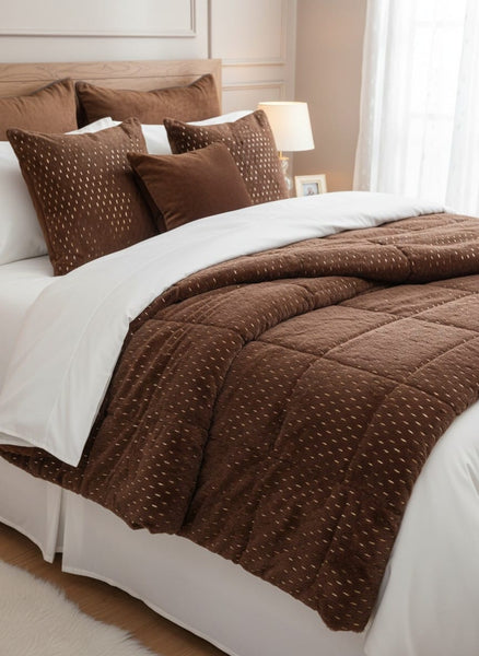 Brown Cotton Satin Comforter Set