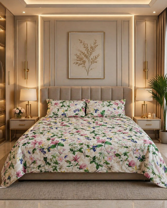 Blossom Garden Cotton Satin Bedsheet