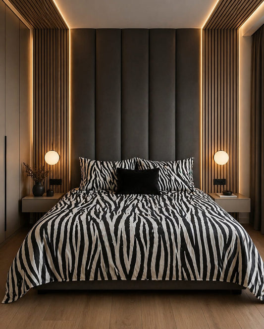 Black & White Zebra Cotton Satin Bedsheet