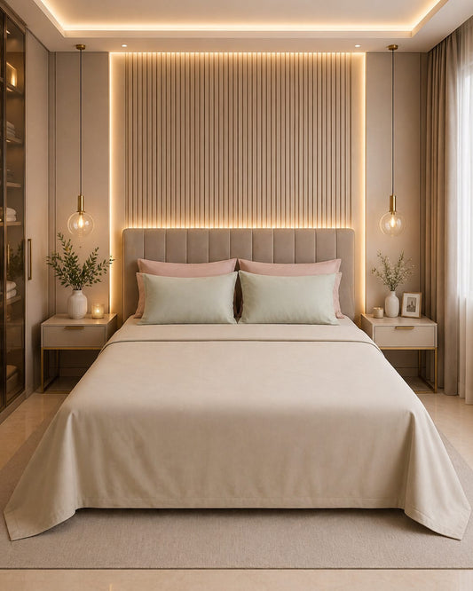 Ivory Luxe Cotton Satin Bedsheet