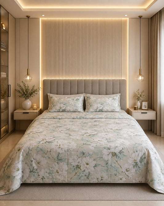 Blossom Breeze Cotton Satin Bedsheet