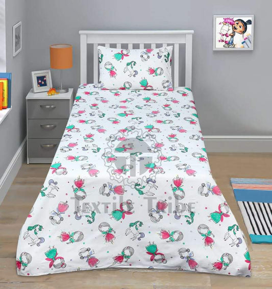 Cute Unicorn Floral Kids Bedsheet