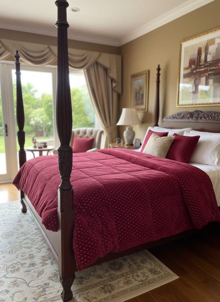 Red Cotton Satin Comforter Set