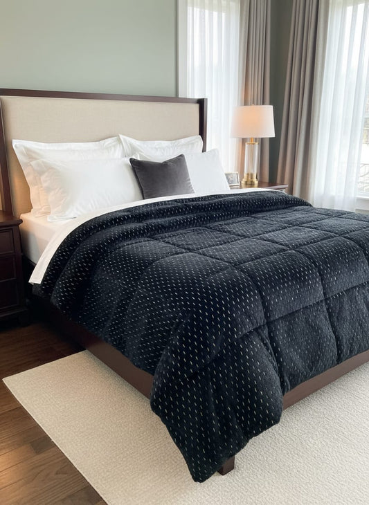 Black Cotton Satin Comforter Set