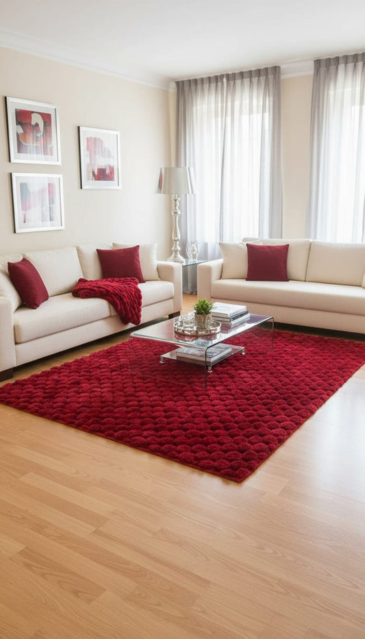Burgundy Red Bubble Rug