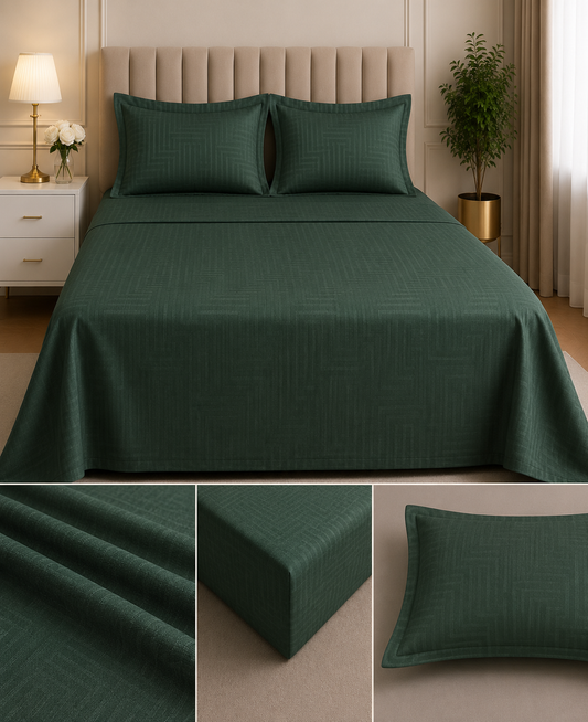 Forest Green Cotton Satin Bedsheet Set
